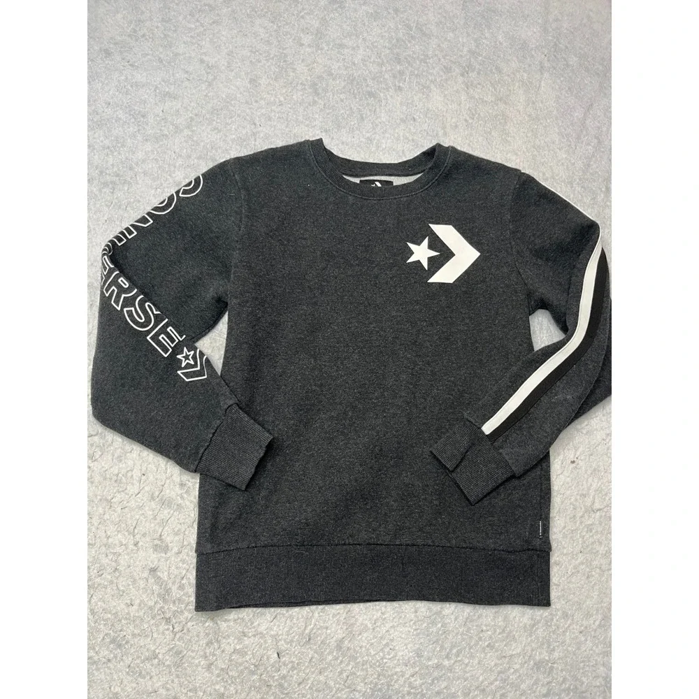Converse Kids Large Charcoal Grey Graphic Logo Crewneck‎ Sweatshirt 12-13 Yrs